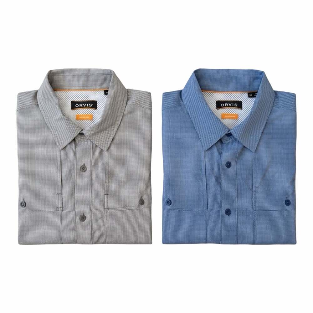 Lot 2 Orvis Open Air Caster Fishing Shirts Men's M Active Fit Blue Gray